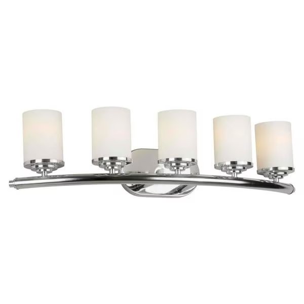 Five Light Chrome Satin Opal Glass Vanity, Forte, Mfr#: 1170728